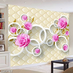 Tranh hoa hồng nền tròn 3D