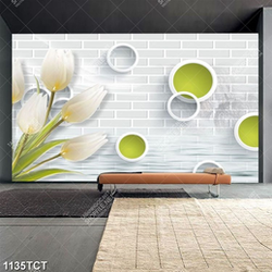 Tranh hoa tulip nền 3D ô tròn