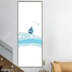 Tranh họa tiết sóng biển và thuyền