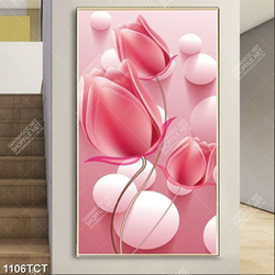 Tranh hoa tulip nền 3D