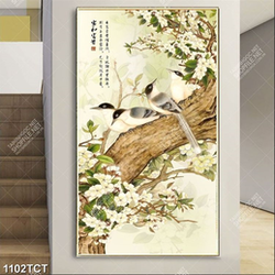 Tranh thư pháp chim trên cành