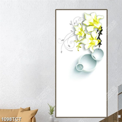 Tranh hoa mộc lan và hoa văn tròn