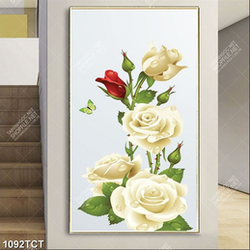 Tranh hoa hồng trắng