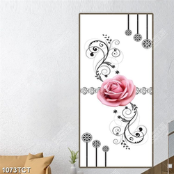 Tranh hoa hồng họa tiết hoa văn lá