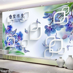 Tranh 3D hoa lan và bướm