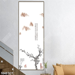 Tranh núi và hoa đào