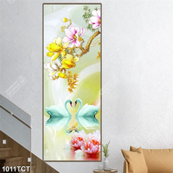 Tranh đôi chim thiên nga và cành hoa mộc lan