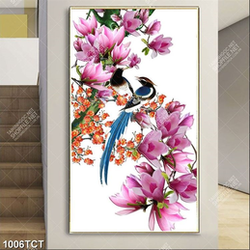 Tranh hoa mộc lan và đôi chim trên cành