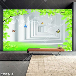 Tranh 3D cây và bướm