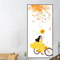 Tranh cô bé lái xe đạp