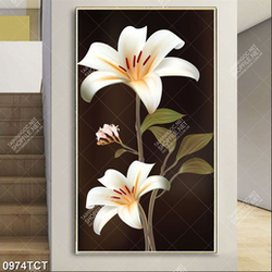 Tranh hoa Ly in kính đẹp
