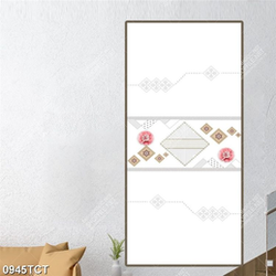 Tranh hoa mẫu đơn và hoa văn gạch