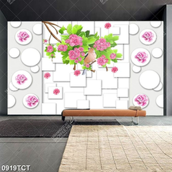 Tranh hoa đào nền 3D