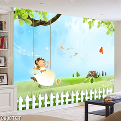 Tranh bé chơi xích đu