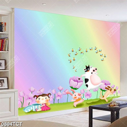 Tranh chú bò sữa và bé