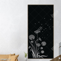 Tranh họa tiết hoa Cúc nền đen