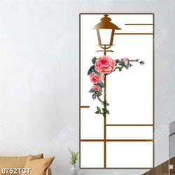 Tranh hoa hồng và cột đèn