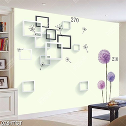 Tranh hoa hành nền ô vuông 3D