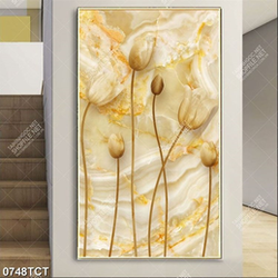 Tranh hoa tulip nền đá giả ngọc