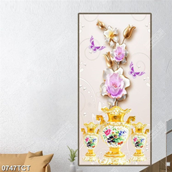 Tranh lụa bình hoa tulip