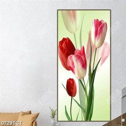 Tranh hoa tulip nền xanh