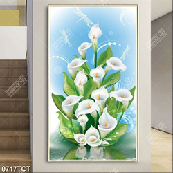 Tranh hoa rum nền xanh da trời