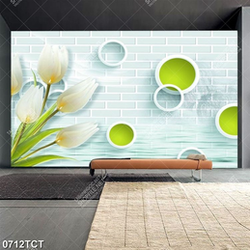Tranh hoa tulip nền 3D ô tròn