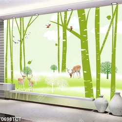 Tranh hươu và rừng cây nghệ thuật