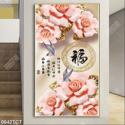 Tranh 3D hoa hồng gỉa ngọc