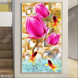 Tranh hoa tulip nền 3D