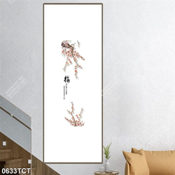 Tranh hoa đào và chữ thư pháp