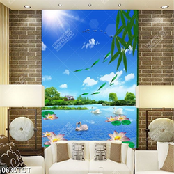 Tranh phong cảnh hữu tình và chim thiên nga