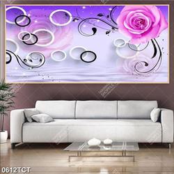 Tranh 3D hoa hồng tím