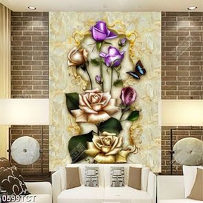 Tranh hoa hồng nền vân đá