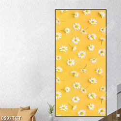 Tranh hoa Cúc trắng nền vàng