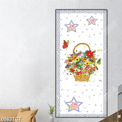 Tranh giỏ hoa in dán cửa đẹp