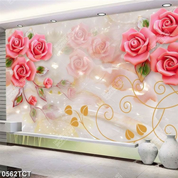 Tranh 3D hoa hồng điêu khắc giả ngọc