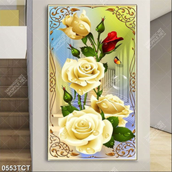 Tranh hoa hồng vàng nền 3D