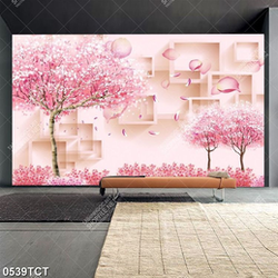 Tranh 3D cây hoa đào mùa xuân