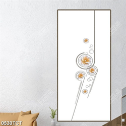 Tranh hoa điêu khắc in cửa đẹp