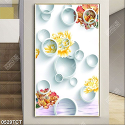 Tranh hoa mẫu đơn 3D