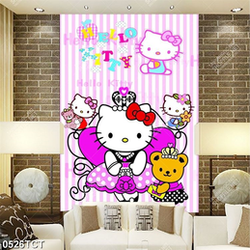 Tranh hello kity in cửa đẹp