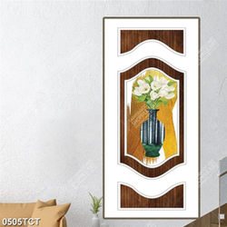 Tranh bình hoa in cửa đẹp