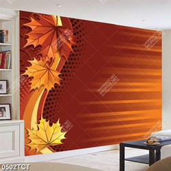 Tranh lá phong nền cam