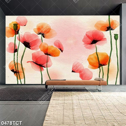 Tranh hoa mỹ nhân in dán tường