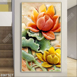 Tranh hoa in cửa kính