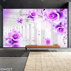 Tranh 3D hoa hồng tím
