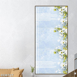 Tranh hoa cúc in cửa đẹp