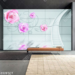 Tranh 3D hoa hồng in tủ