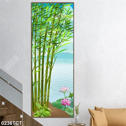 Tranh cây tre và hoa Sen in cửa